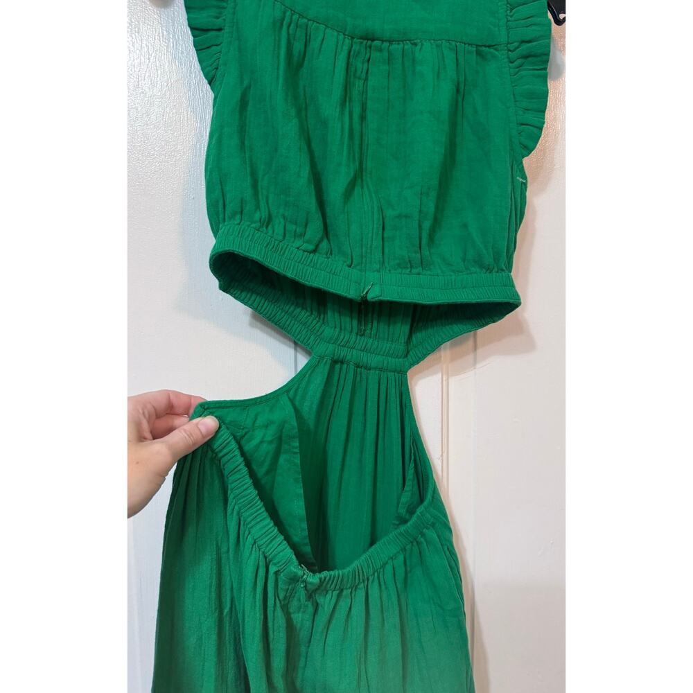 ME+EM Emerald Green Maxi Dress with V-Neck and Cutout Waist - Picture 14 of 16